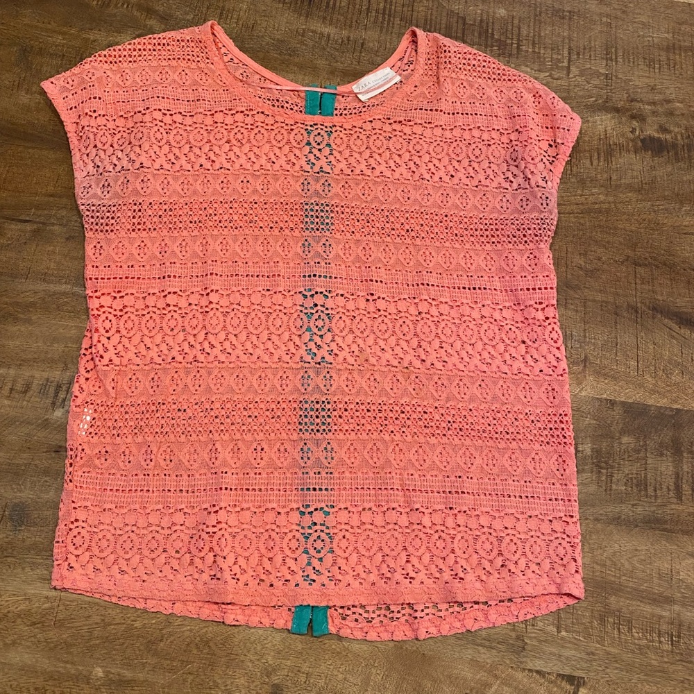 ZARA pink/peach crochet blouse